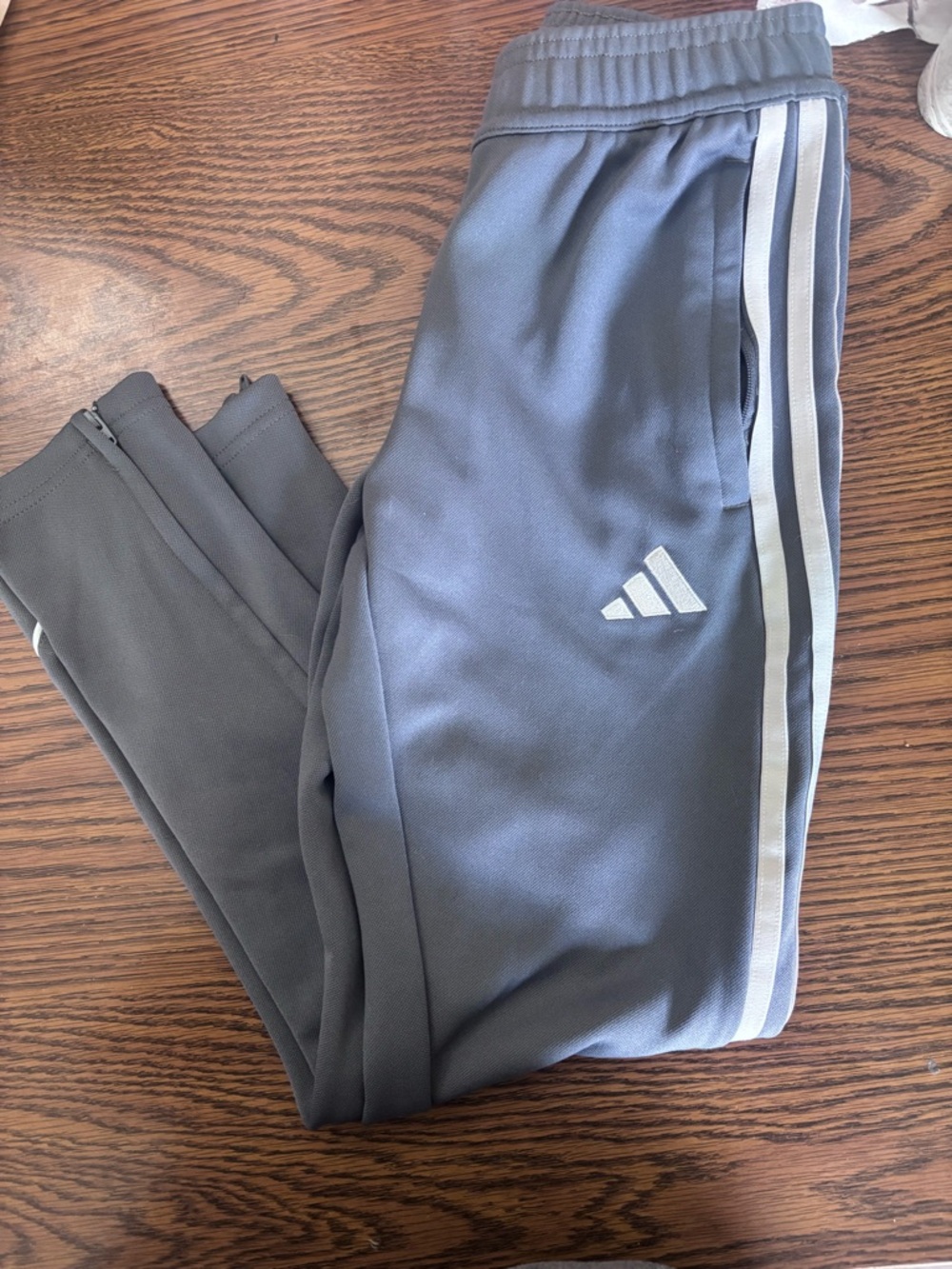 adidas Kids Gray Jogger Pants with White Stripes